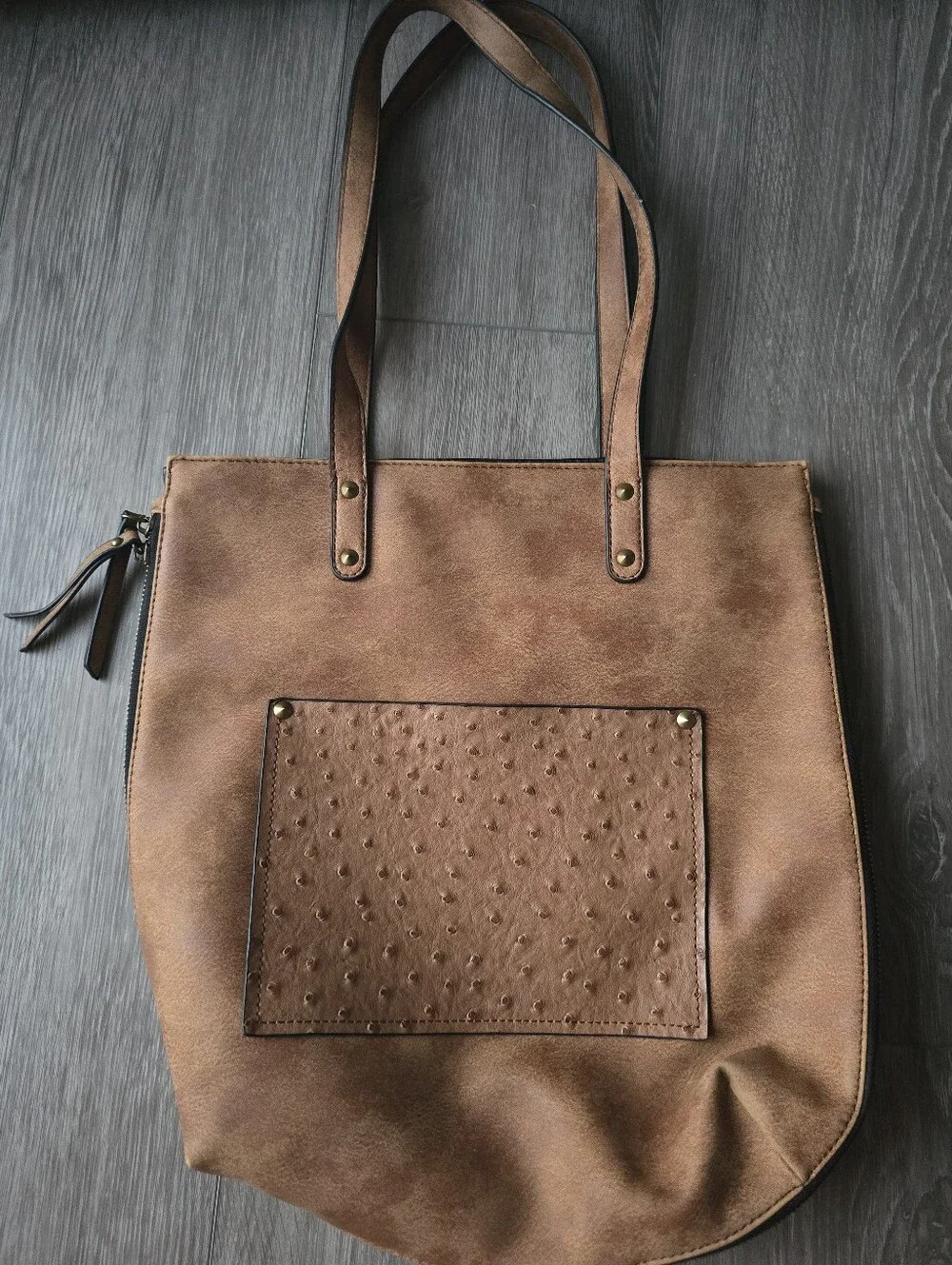 Liz Soto Reversible 2 in 1 Tote Black Cognac Brown Vegan Leather Shoulder Bag Bo